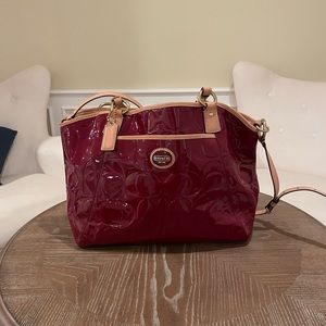 Coach Burgundy and Tan Shoulder Bag
